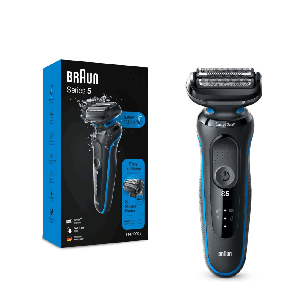 Braun Wet & Dry Shaver, 3 Flexible Blades, Up to 50 min Shaving 1h Charge