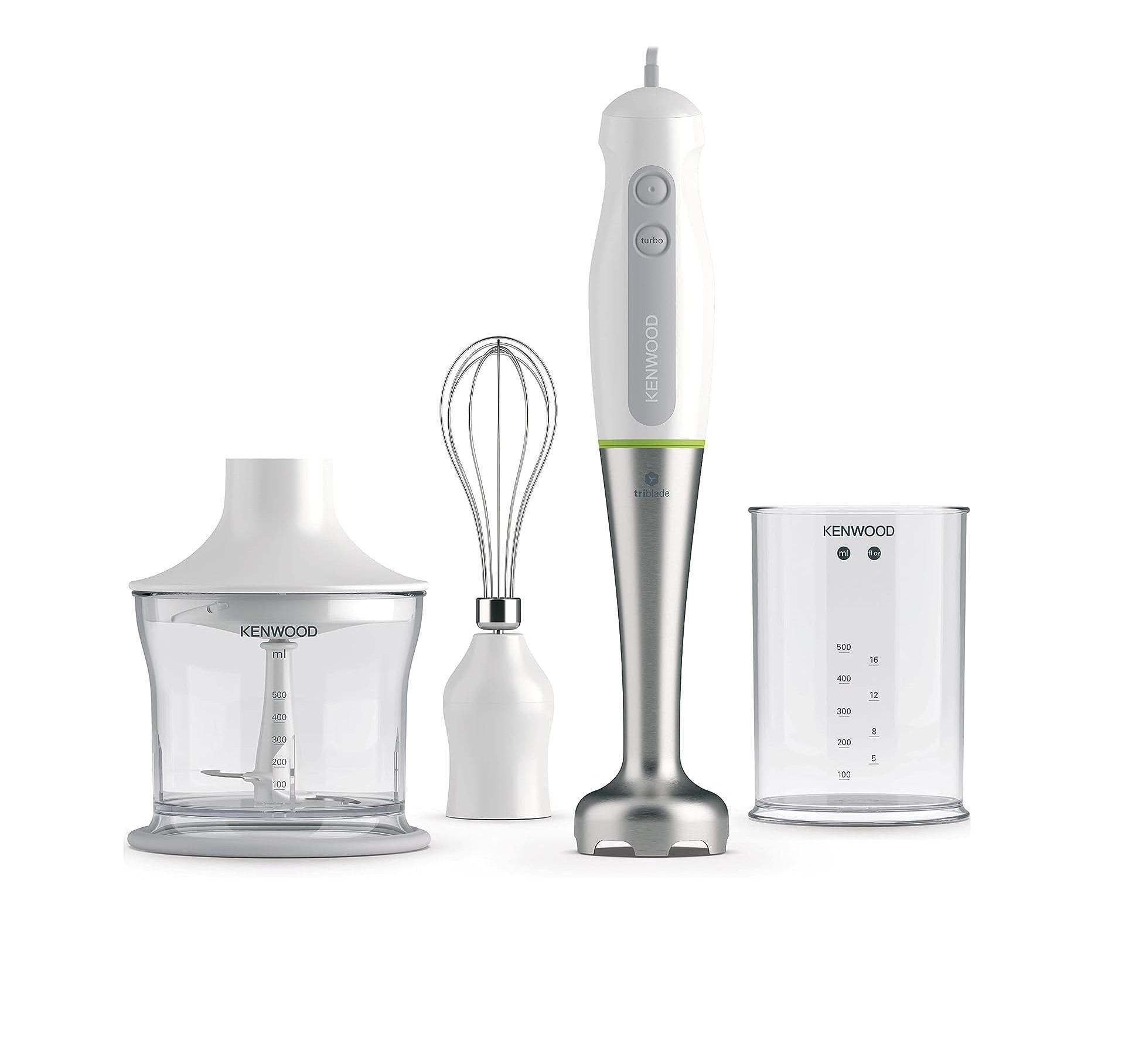 Kenwood Triblade Hand Blender, Stainless Steel Blade, 600W Motor with Turbo Function