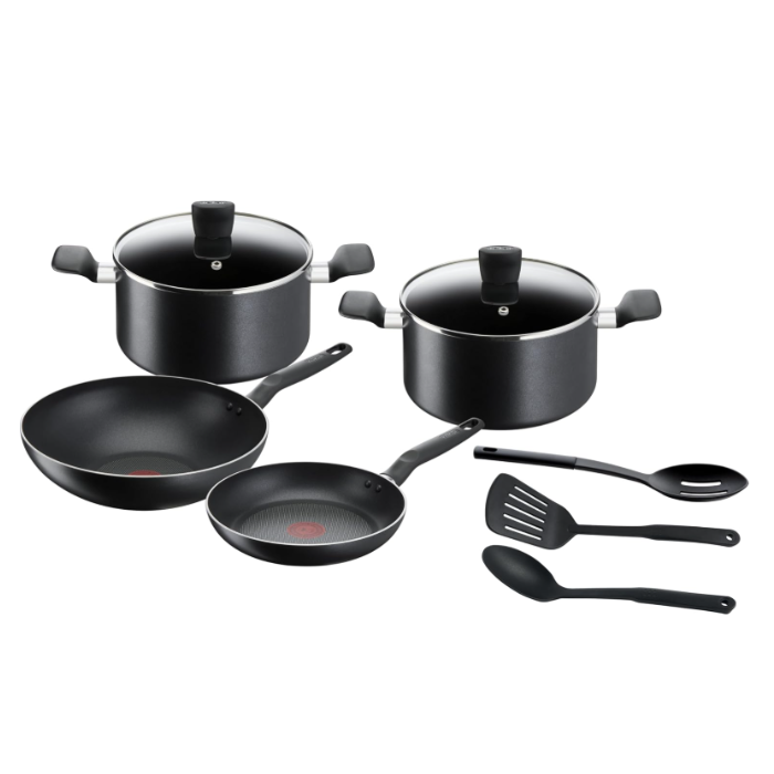 Tefal Super Cook Set of 9 pcs Black , Aluminium Non-Stick with Thermo Signal