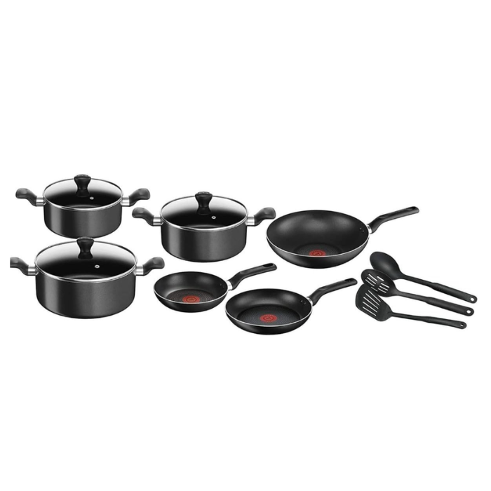 Tefal Super Cook 12 pcs set Black, Non-Stick Coating, Thermo-Signal Heat Indicator