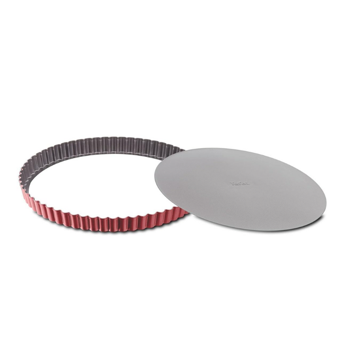 Tefal Deli Bake Tart Pan with removable base, 28cm, Carbon Steel in Red