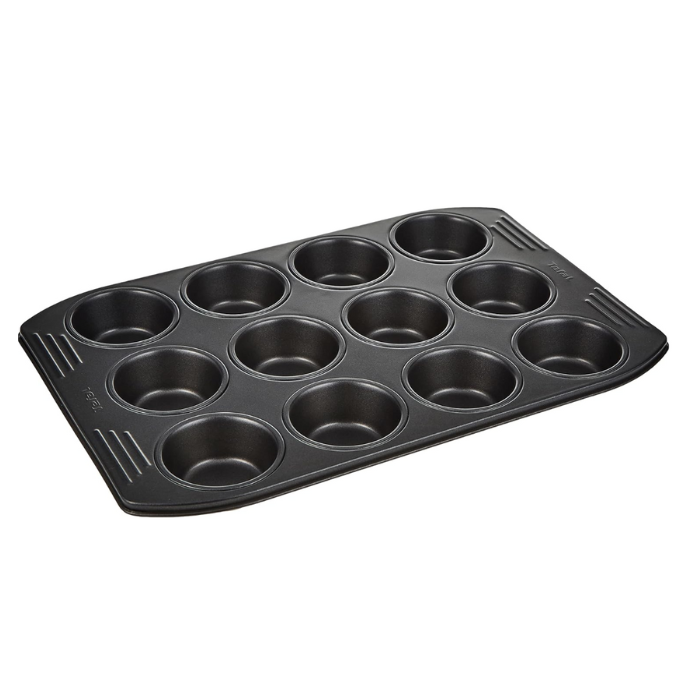 Tefal Easy Grip 12 Muffins Baking Mold Tray with Non-Stick Coating in Dark Grey