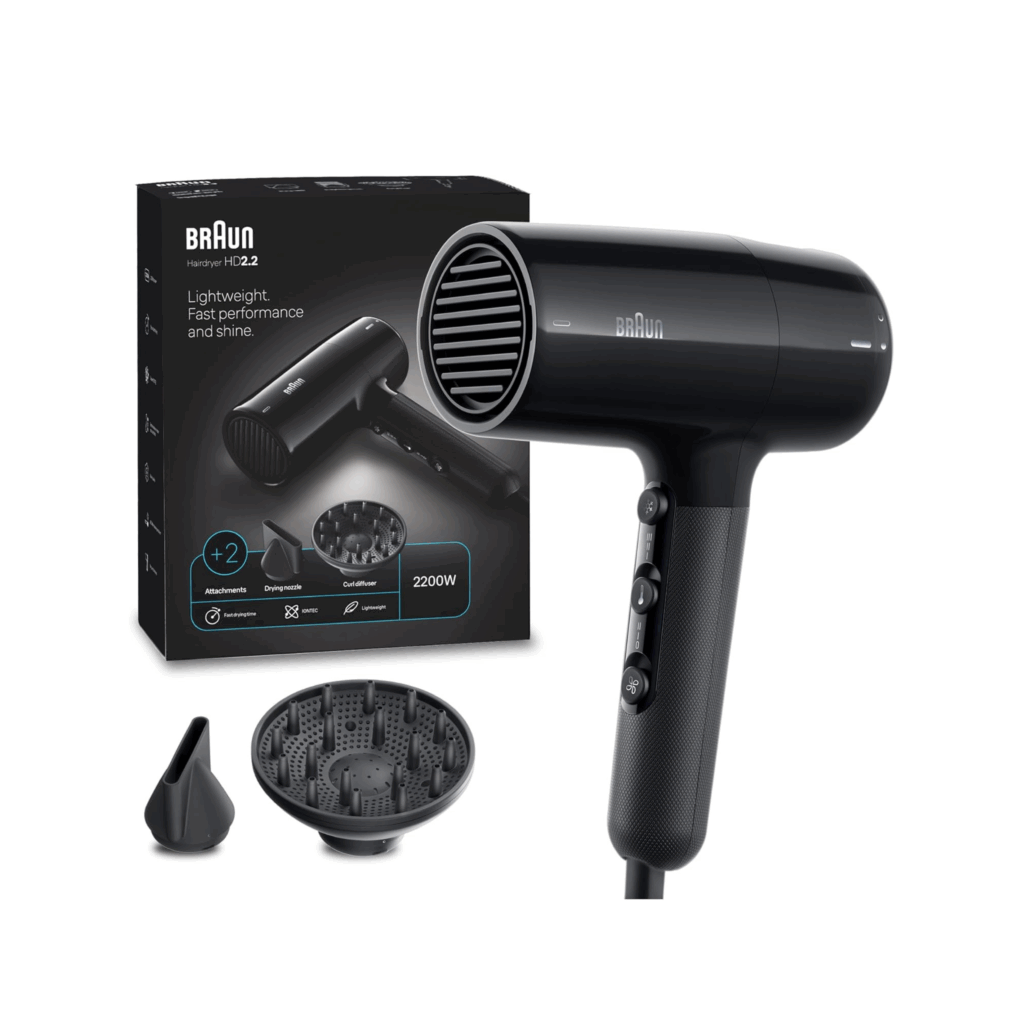 Braun DC Hair Dryer with diffuser, Black, 2200 Watt