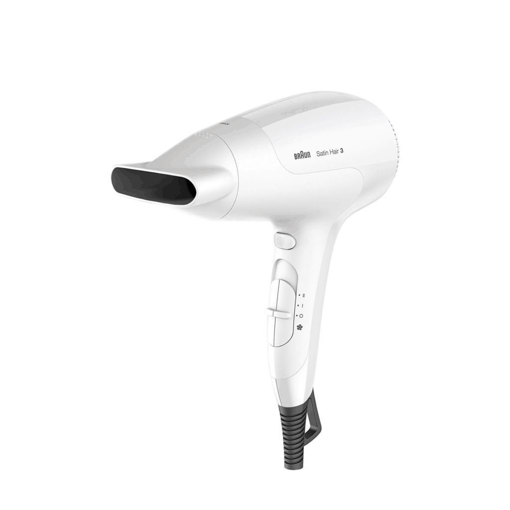 Braun DC Hair Dryer White with Ionic function and styling nozzle, 2200 Watt