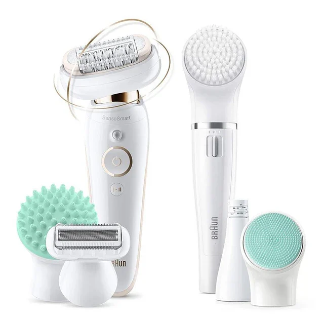 Braun Epilator Silk-épil 9 Flex Beauty Set, White/Gold