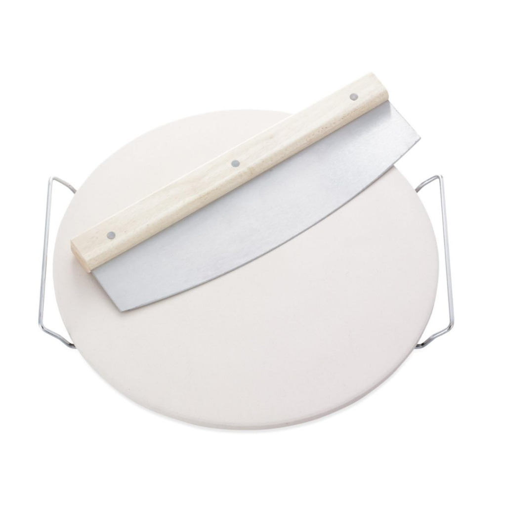 Leifheit 33 cm Diameter Round Ceramic Pizza Stone, Cream/ White