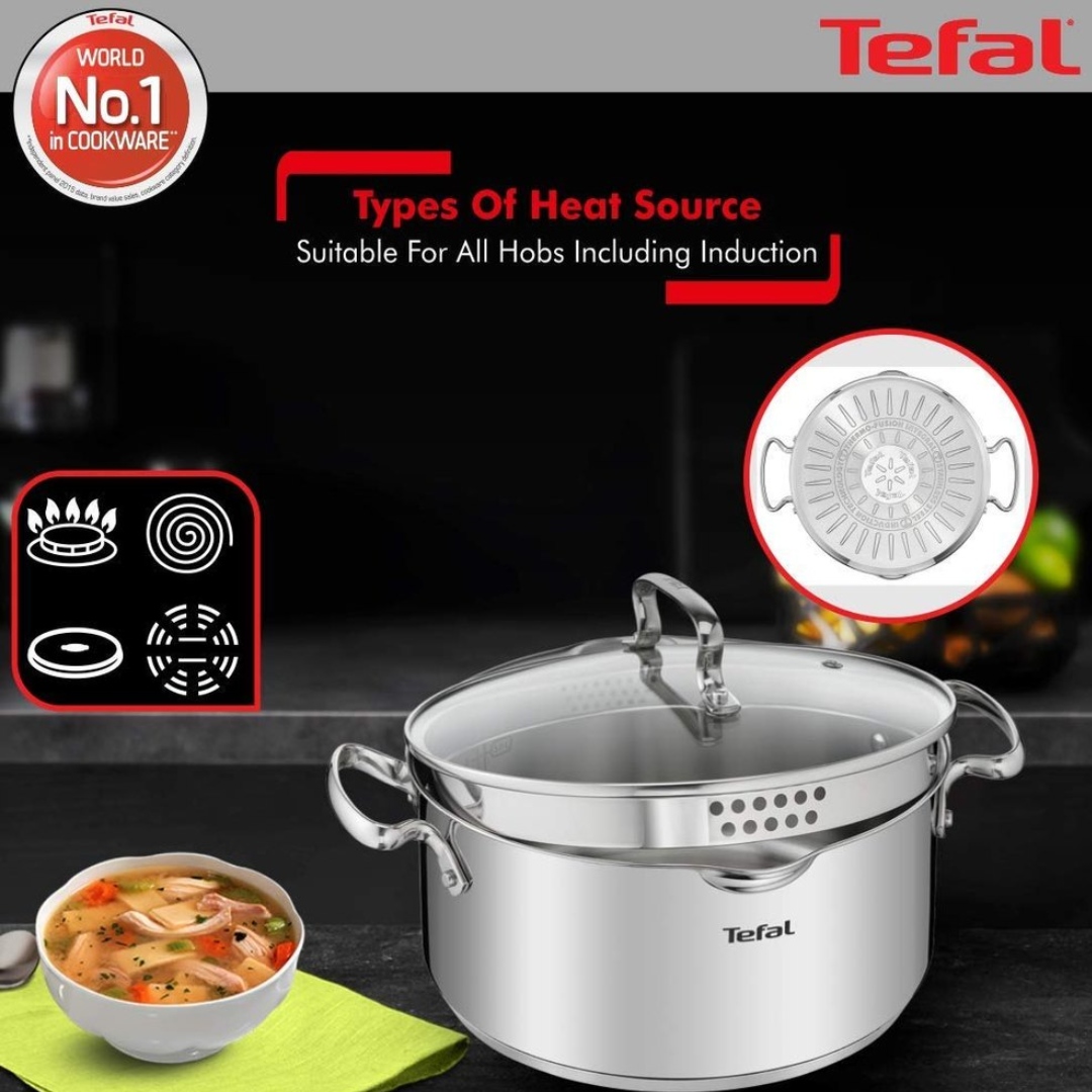 Tefal Duetto+ Stainless Steel Cooking Pot 16-24 cm with Straining Lid - Image 4