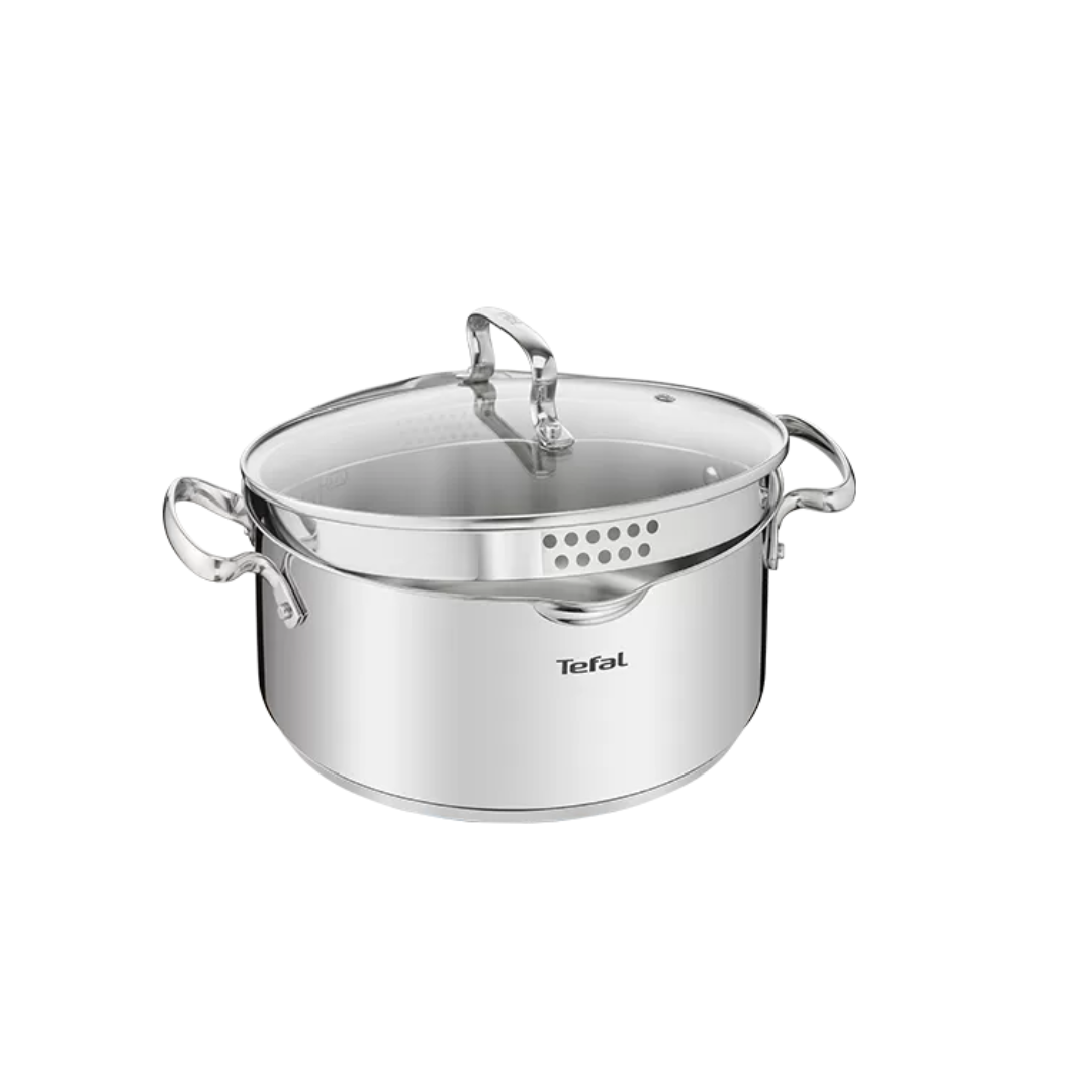 Tefal Duetto+ Stainless Steel Cooking Pot 16-24 cm with Straining Lid