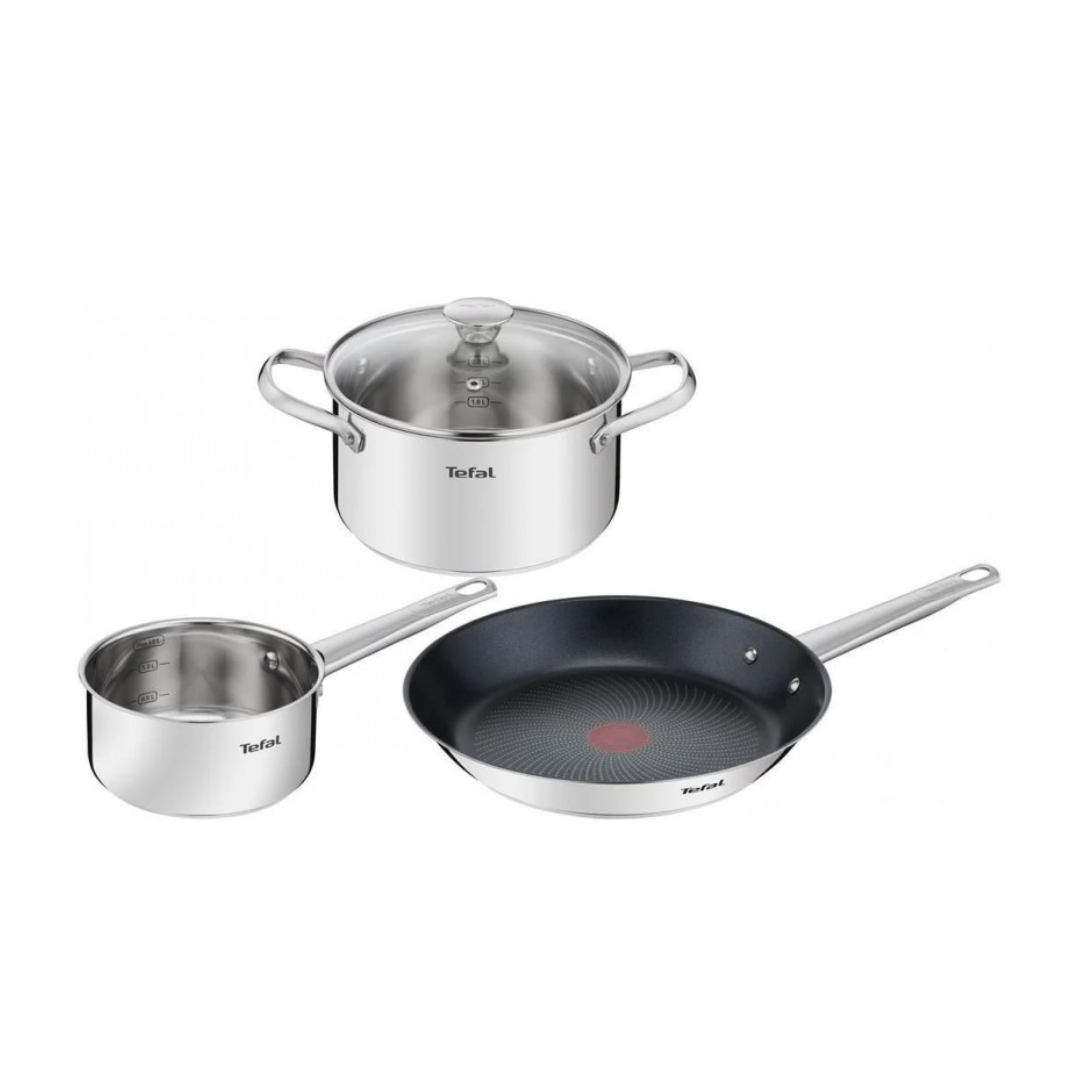 Tefal Cook Eat Stainless Steel 4-Piece Pot and Pan Set