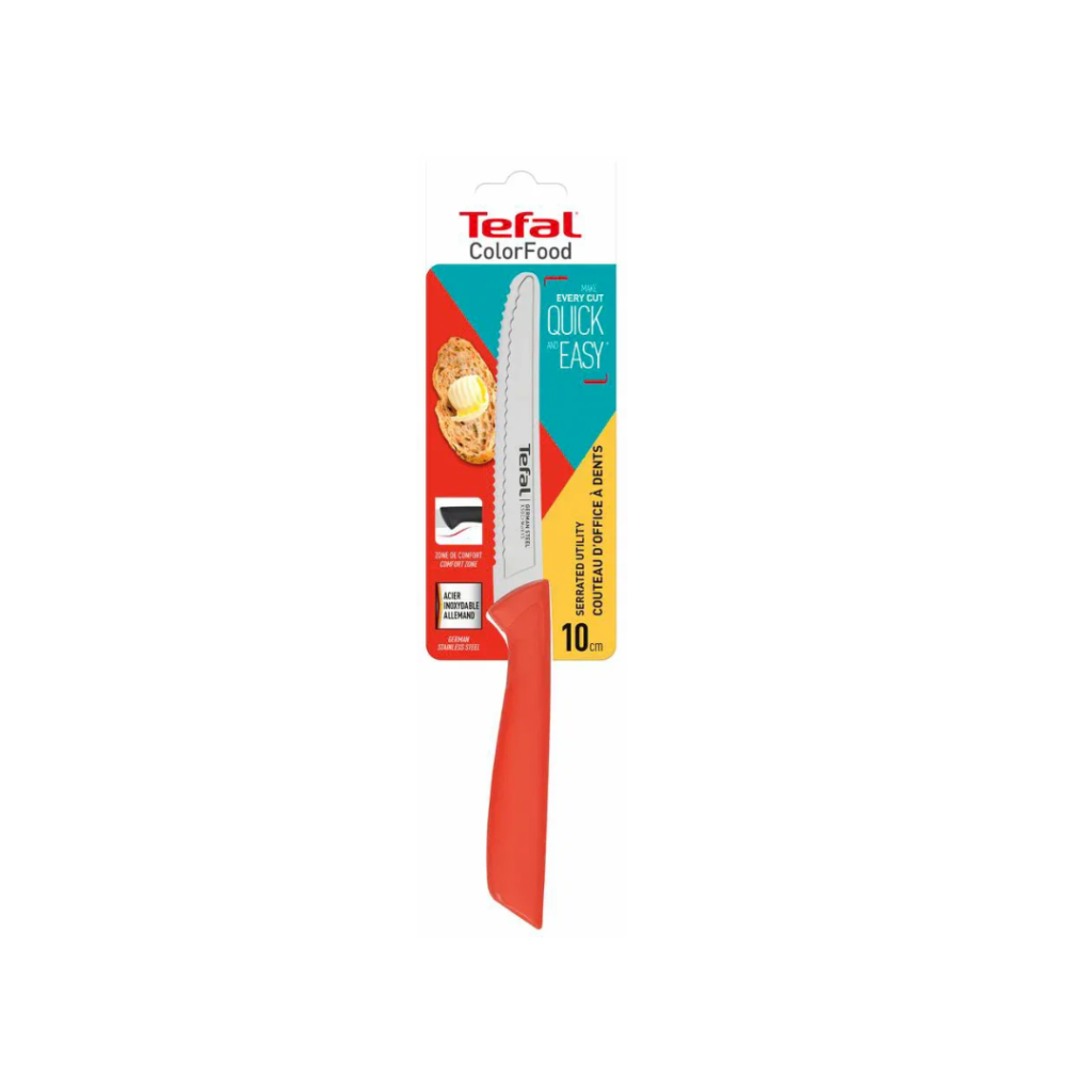 Tefal Colorfood Serrated Utility Knife 10 cm, Orange