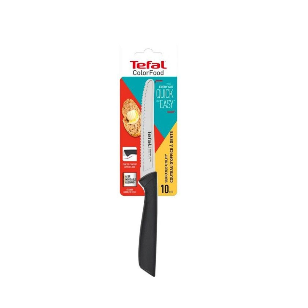 Tefal Colorfood Serrated Utility Knife 10 cm, Black