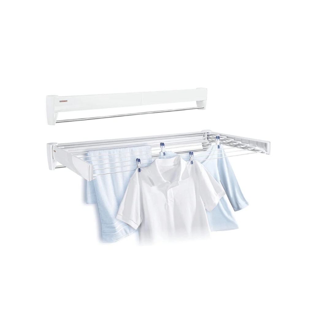 Leifheit 83100 Telefix 100 Wall Mount Retractable Plastic Clothes Drying Rack