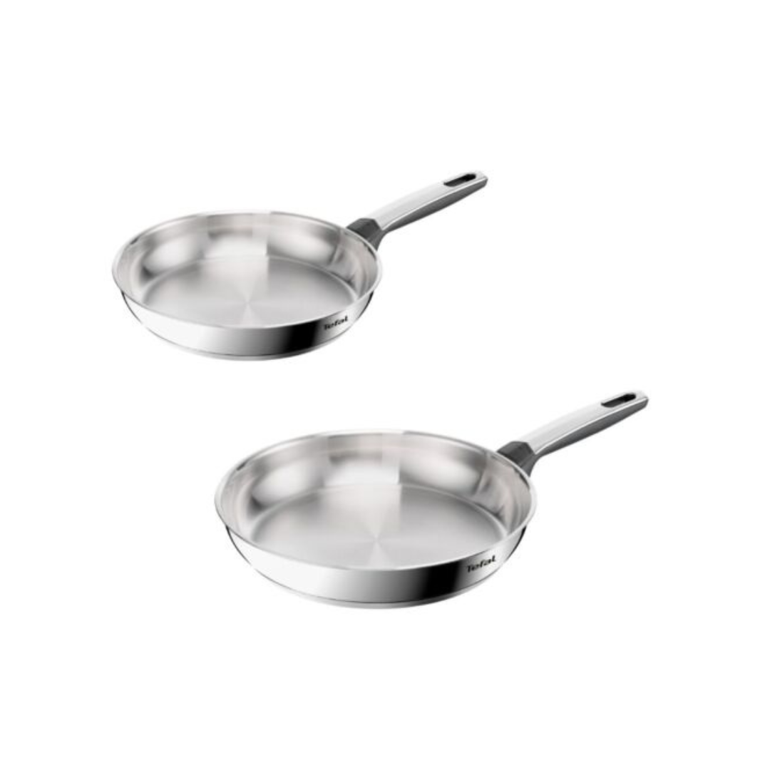 Tefal Emotion+ 2-Piece Stainless Steel Frypan Set 24/28 cm