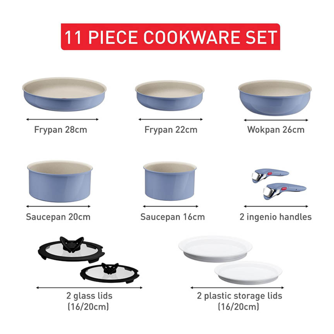 Tefal Ingenio Serenity 11-Piece Cookware Set Eucalyptus - Image 2