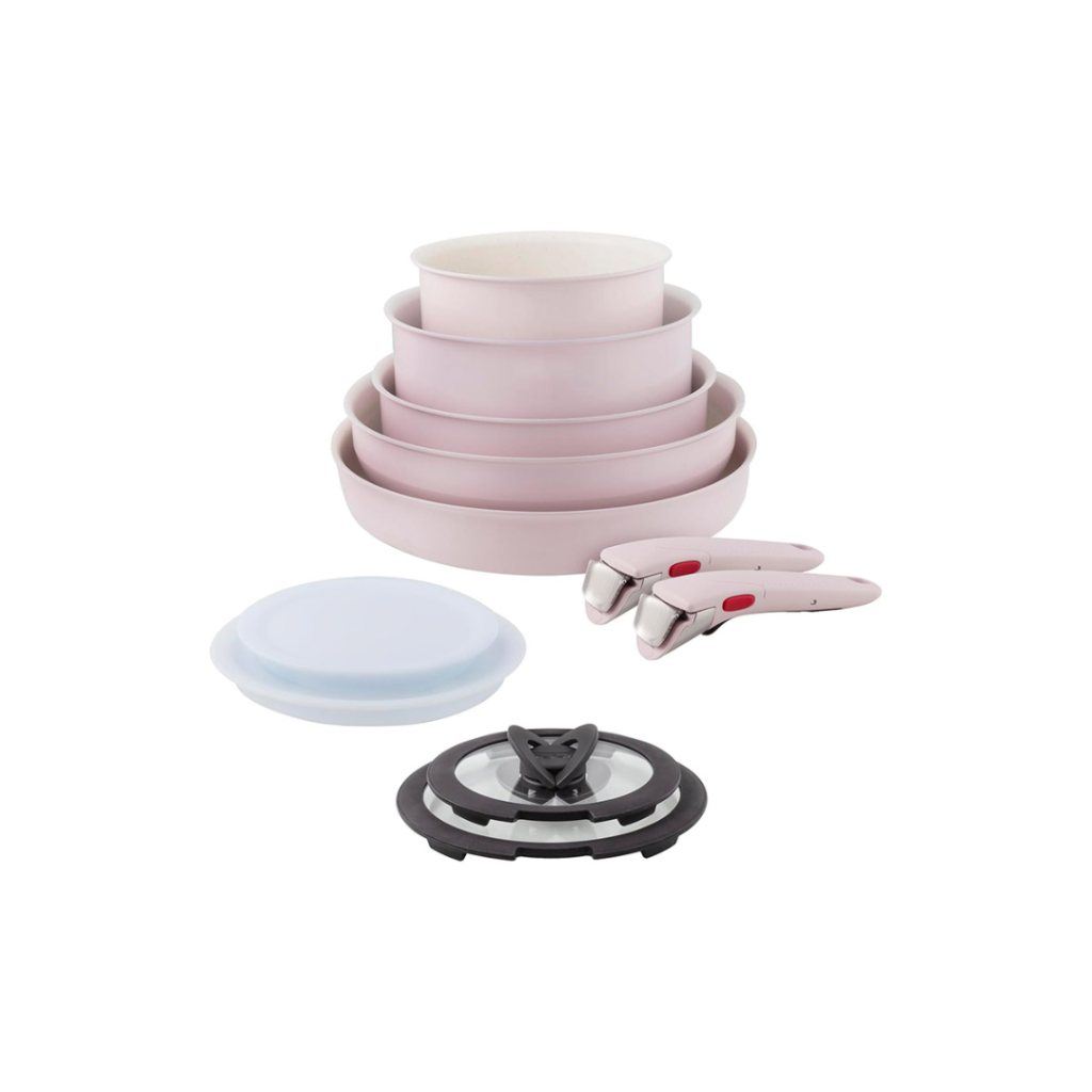 Tefal Ingenio Serenity 11-Piece Cookware Set Pink Clay