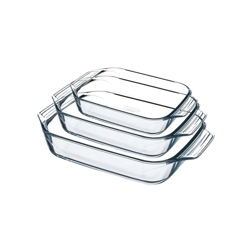 Pyrex Set of 3 Rectangular Roasting Dishes 31 cm + 35 cm + 39 cm 913S601 / 912S734
