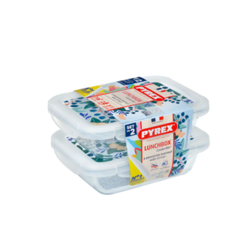 Pyrex Cook & Go 2-Piece Lunchbox Set with Butterfly Design 913S677