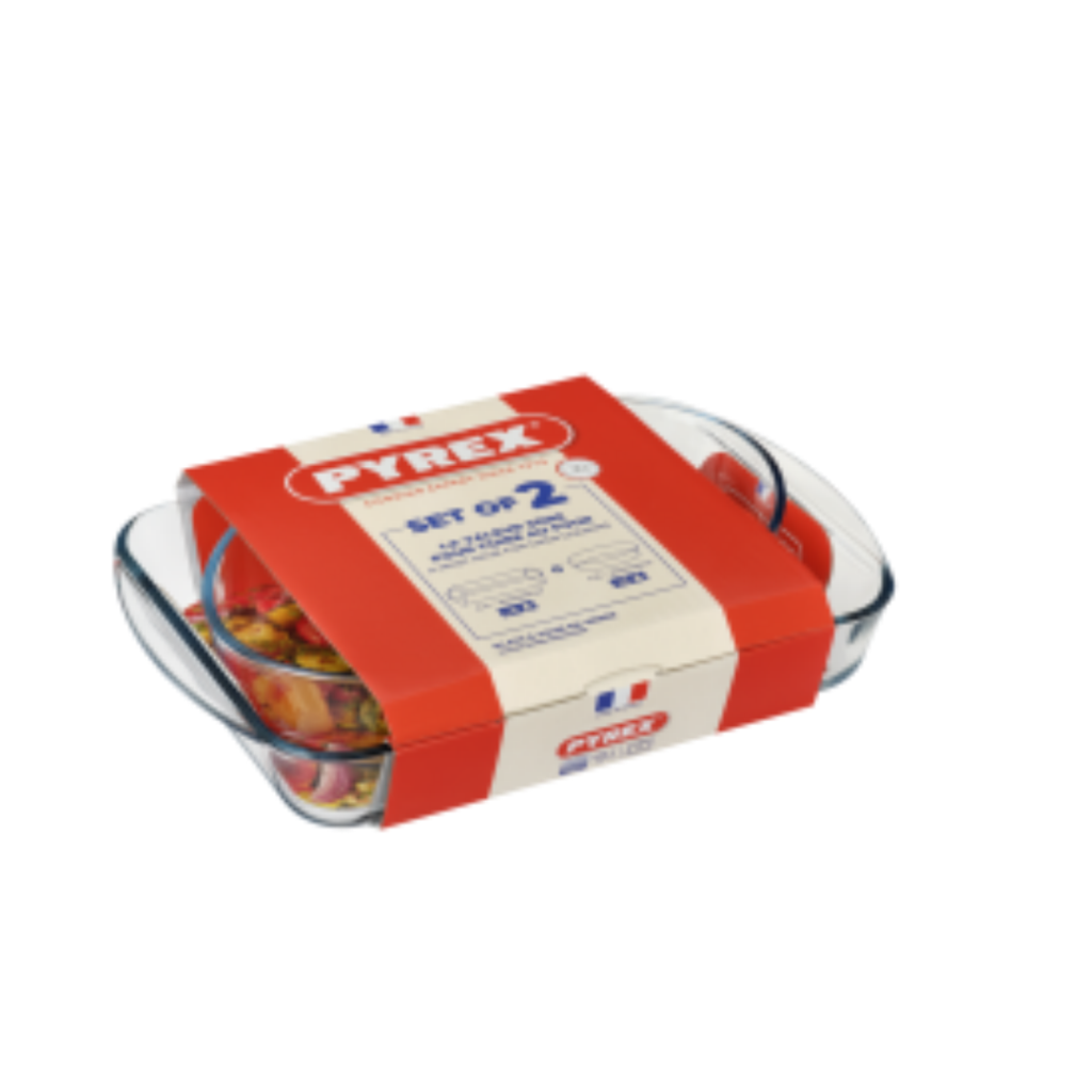 Pyrex 2-Piece Rectangular and Oval Roaster Set 913S605