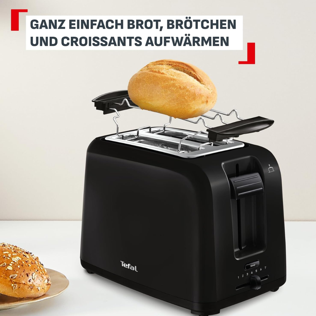 Tefal Vita 2-Slot Toaster Black with Bun Warmer TT1A2810 - Image 2
