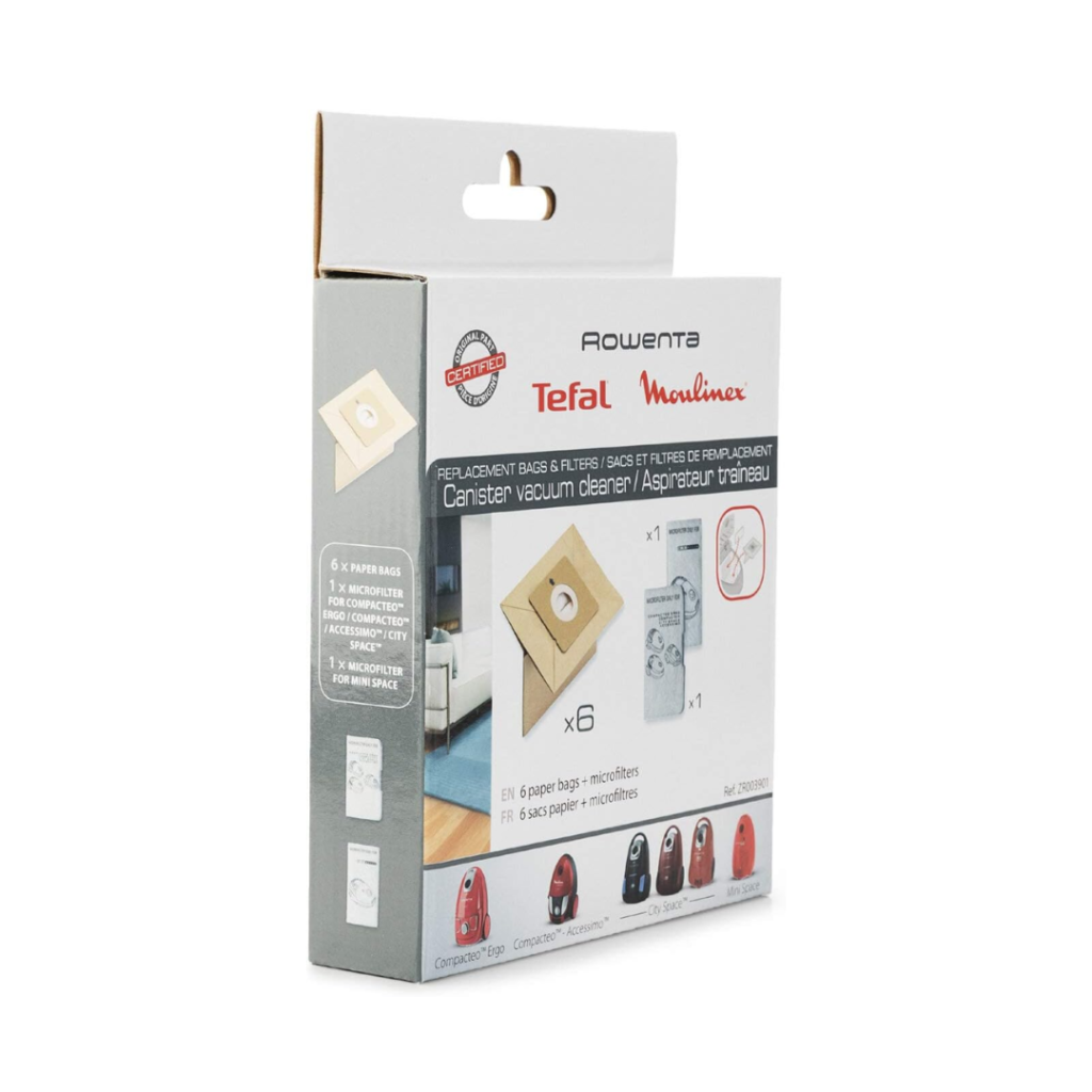 Rowenta Vacuum Bags and Filters Kit, 6 Bags and 2 Filters (ZR003901)