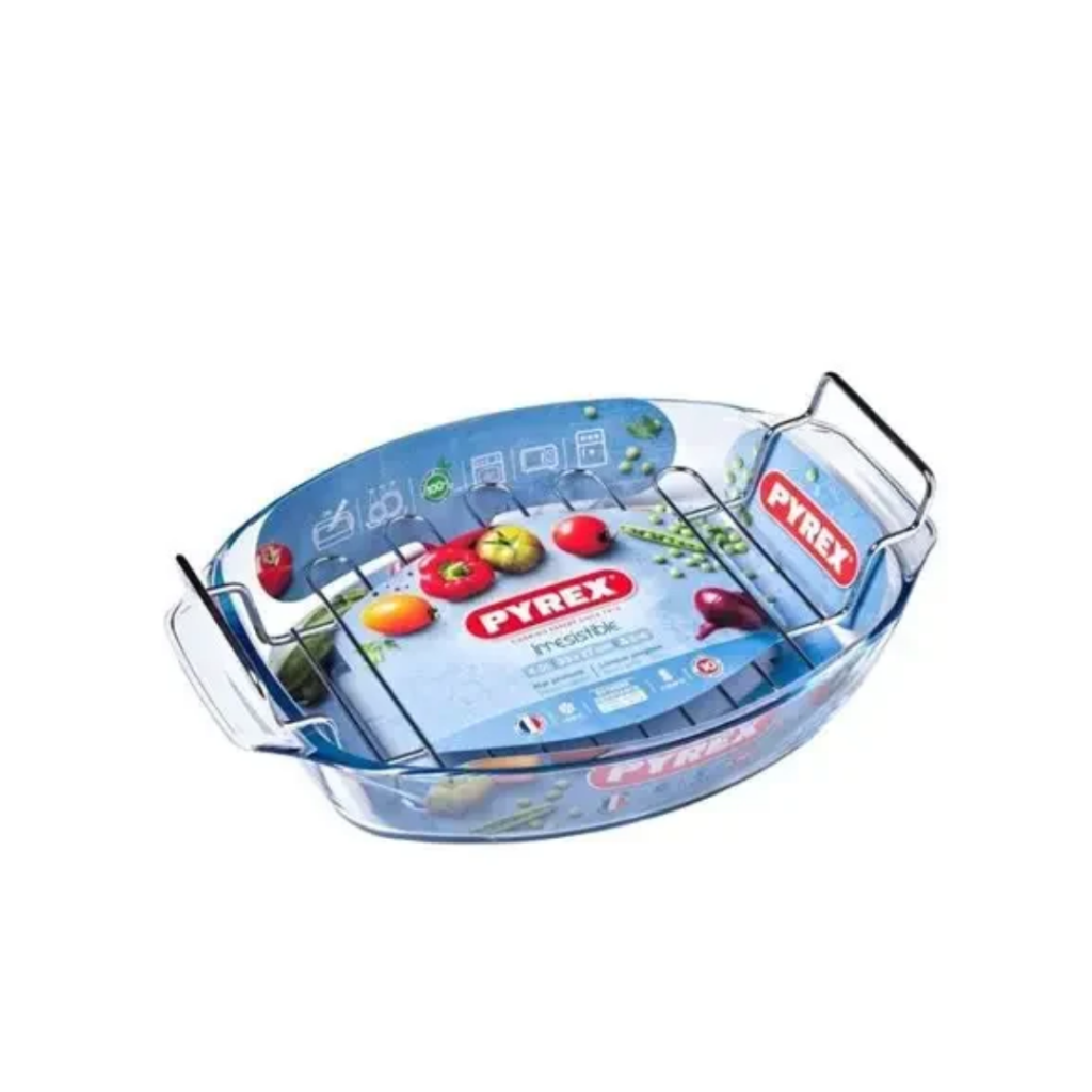 Pyrex Oval Roaster with Rack 40 x 28 cm 412U000